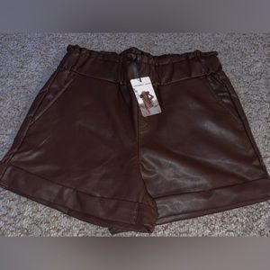 Brown leather shorts